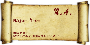 Májer Áron névjegykártya